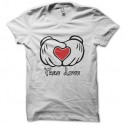 Shirt Mickey et L'amour en blanc pour homme et femme