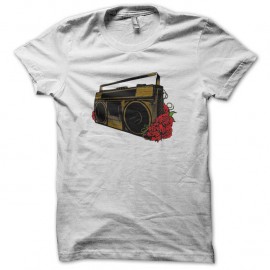 Shirt stereo and roses blanc pour homme et femme
