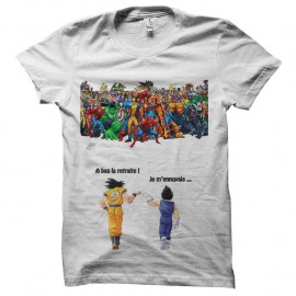 Shirt Sangoku et Vegeta Vs Marvel blanc pour homme et femme