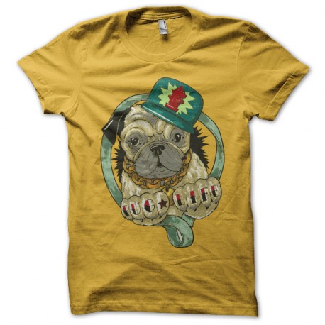 Shirt Pug life jaune pour homme et femme