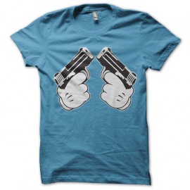 Shirt Mickey Gun bleu ciel pour homme et femme