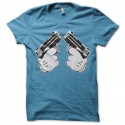 Shirt Mickey Gun bleu ciel pour homme et femme