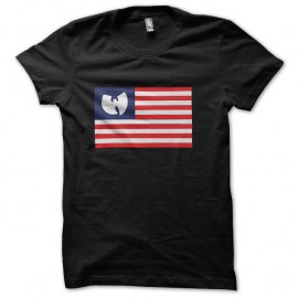 Shirt wu tang clan logo drapeau americain noir pour homme et femme