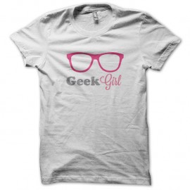 Shirt Geek Girl rose Blanc pour homme et femme