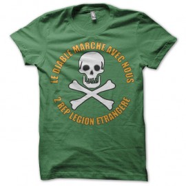 Shirt legion etrangere le diable marche avec nous 2rep vert pour homme et femme