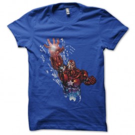 Shirt iron man en plein vol bleu royal pour homme et femme