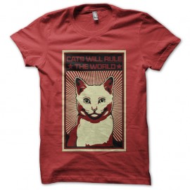 Shirt les chats dirigeront le monde rouge pour homme et femme
