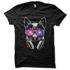 Shirt Cat lunette reflet galaxie noir pour homme et femme