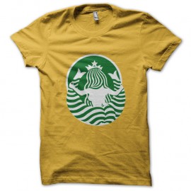 Shirt starbucks parodie sexy meduse jaune pour homme et femme