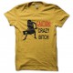 Shirt caution crazy bitch jaune pour homme et femme