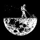 Shirt astronaute qui tond la lune noir pour homme et femme