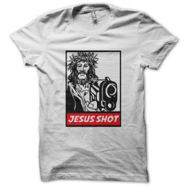 Shirt Jesus Shot façon obey blanc pour homme et femme
