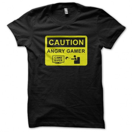 Shirt caution angry gamer noir pour homme et femme
