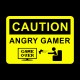 Shirt caution angry gamer noir pour homme et femme
