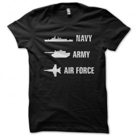 Shirt navy army air force 3 logos noir pour homme et femme