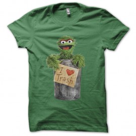 Shirt I Love Trash vert pour homme et femme