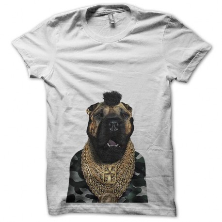 Shirt Famous Faces Cat Mr T blanc pour homme et femme