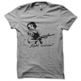 Shirt blanche neige combat sexisme gris pour homme et femme