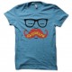 Shirt Brooklyn moustache bleu ciel pour homme et femme