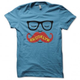 Shirt Brooklyn moustache bleu ciel pour homme et femme