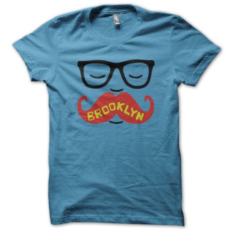 Shirt Brooklyn moustache bleu ciel pour homme et femme