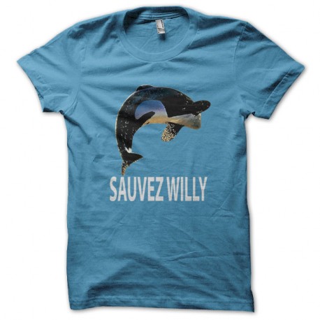 Shirt il faut Sauvez Willy affiche bleu ciel pour homme et femme