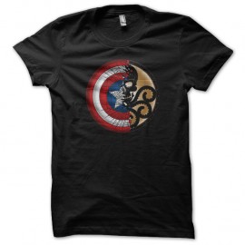 Shirt Captain America logo brisé noir pour homme et femme