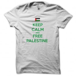 Shirt keep calm and free palestine blanc pour homme et femme