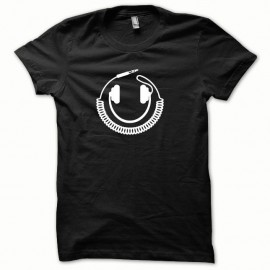 Shirt Dj casque smiley blanc/noir pour homme et femme