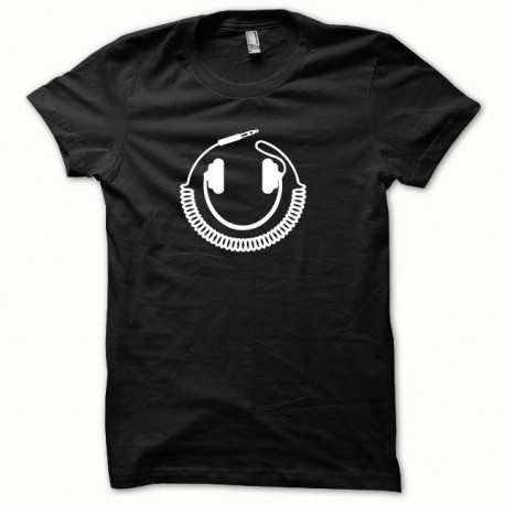 Shirt Dj casque smiley blanc/noir pour homme et femme