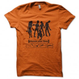 Shirt Choose Your item anti zombi orange pour homme et femme