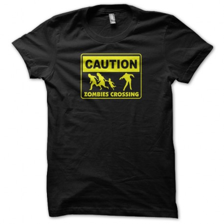 Shirt caution zombies crossing noir pour homme et femme