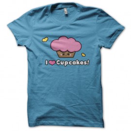 Shirt I Love Cupcakes bleu ciel pour homme et femme