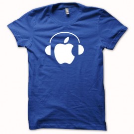 Shirt Apple Dj techno blanc/bleu royal pour homme et femme