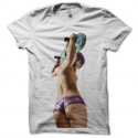 Shirt sexy skatebordeuse blanc pour homme et femme