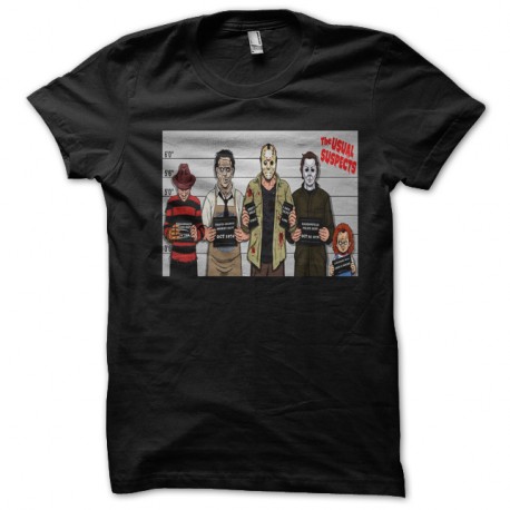 Shirt the usual suspects celebres personnages film d'horreur noir pour homme et femme
