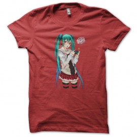Shirt Hatsune miku photograph rouge pour homme et femme