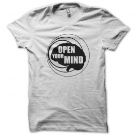 Shirt open your mind blanc pour homme et femme