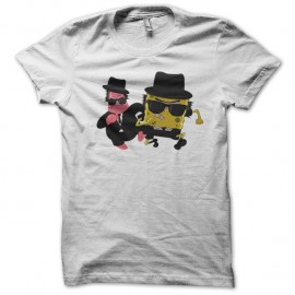Shirt bob l'eponge façon blues brother blanc pour homme et femme