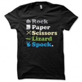 Shirt rock paper scissors lizard spock noir pour homme et femme
