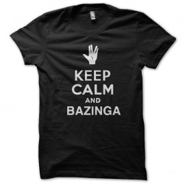 Shirt keep calm and bazinga noir pour homme et femme