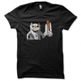 Shirt cata parodie chat astronaute noir pour homme et femme