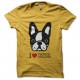 Shirt I love French Bulldog jaune pour homme et femme