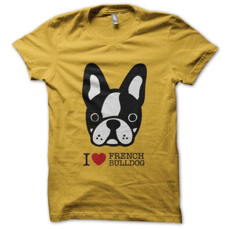 Shirt I love French Bulldog jaune pour homme et femme