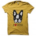 Shirt I love French Bulldog jaune pour homme et femme