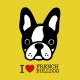 Shirt I love French Bulldog jaune pour homme et femme
