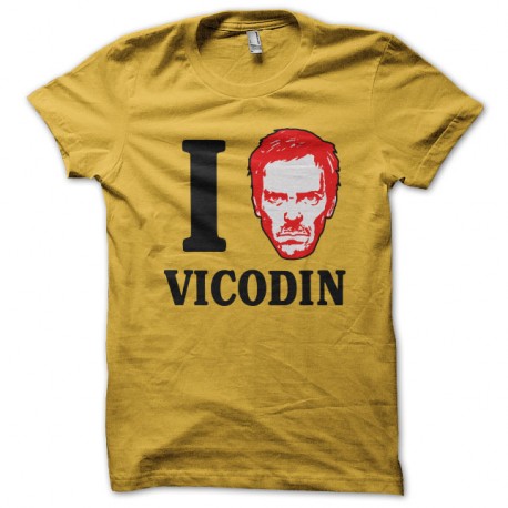 Shirt i love vicodin jaune pour homme et femme