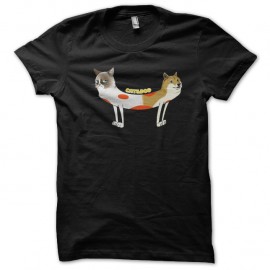 Shirt chat et chien jumeaux siamois noir pour homme et femme