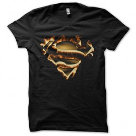 Shirt superman logo in fire noir pour homme et femme