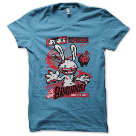 Shirt Use Your Brains bleu ciel pour homme et femme
